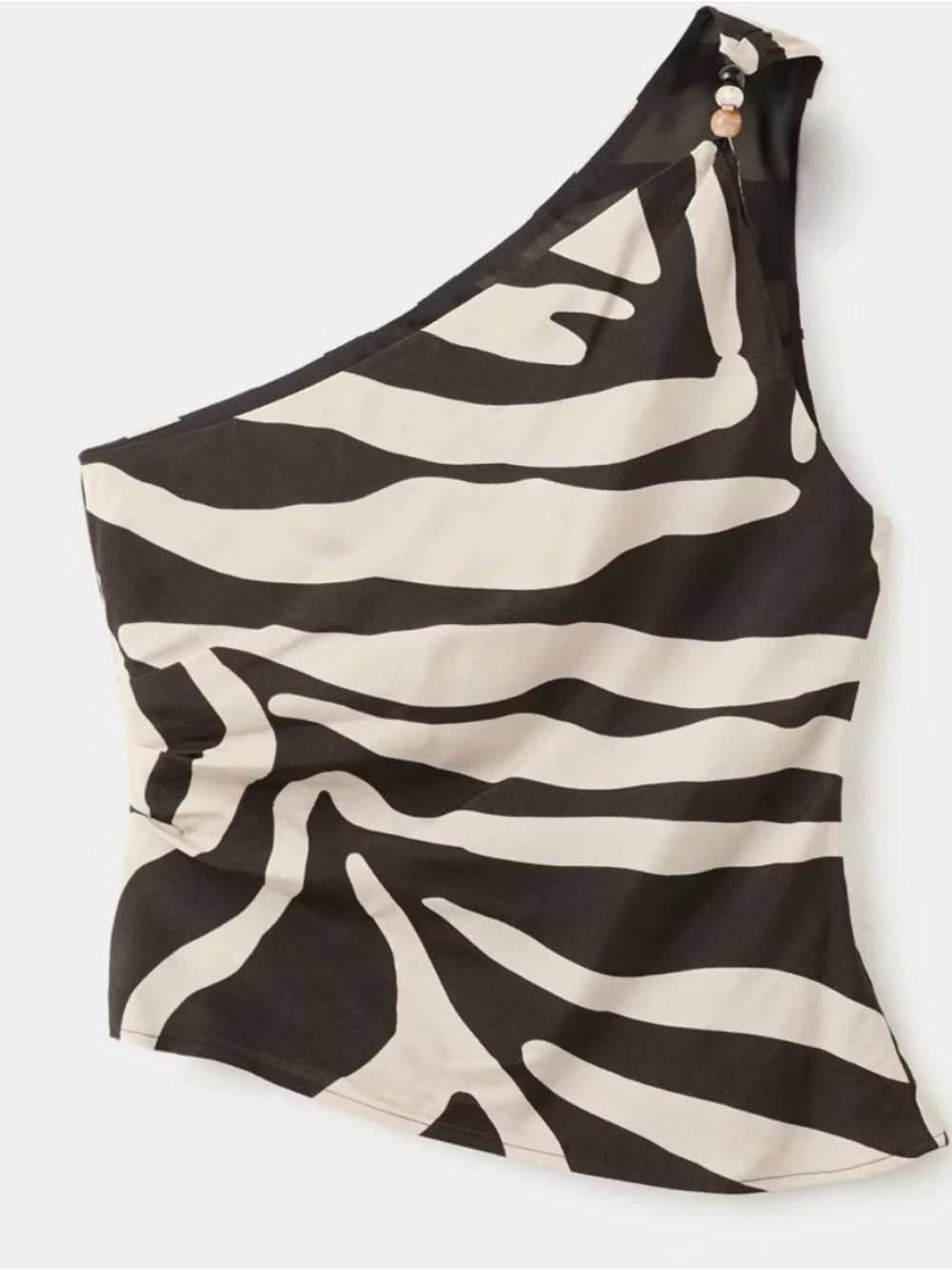 Mango One-Shoulder Zebra-Print Top Size Medium